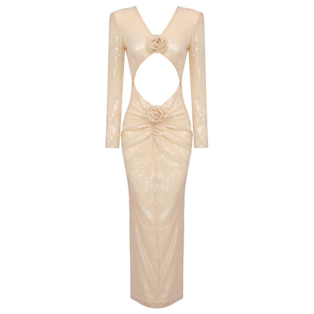 Sequin Long-Sleeve Beaded Dress, picture 9 of 9