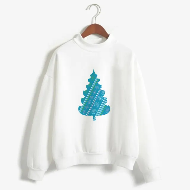 Christmas Printing Turtleneck Sweater Women 578Style - Shop at LoveMi