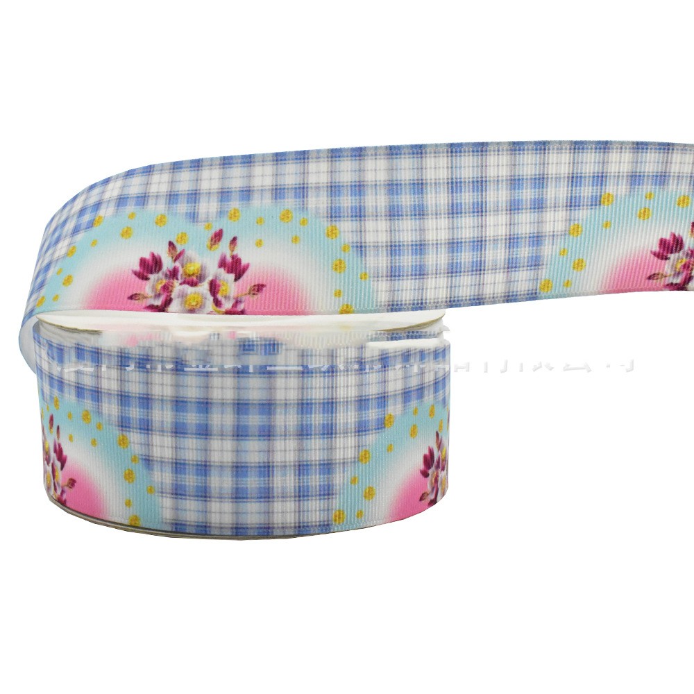 Digital Printing Ribbon Bow Handmade Webbing Satin Gradient Plaid — foto 3