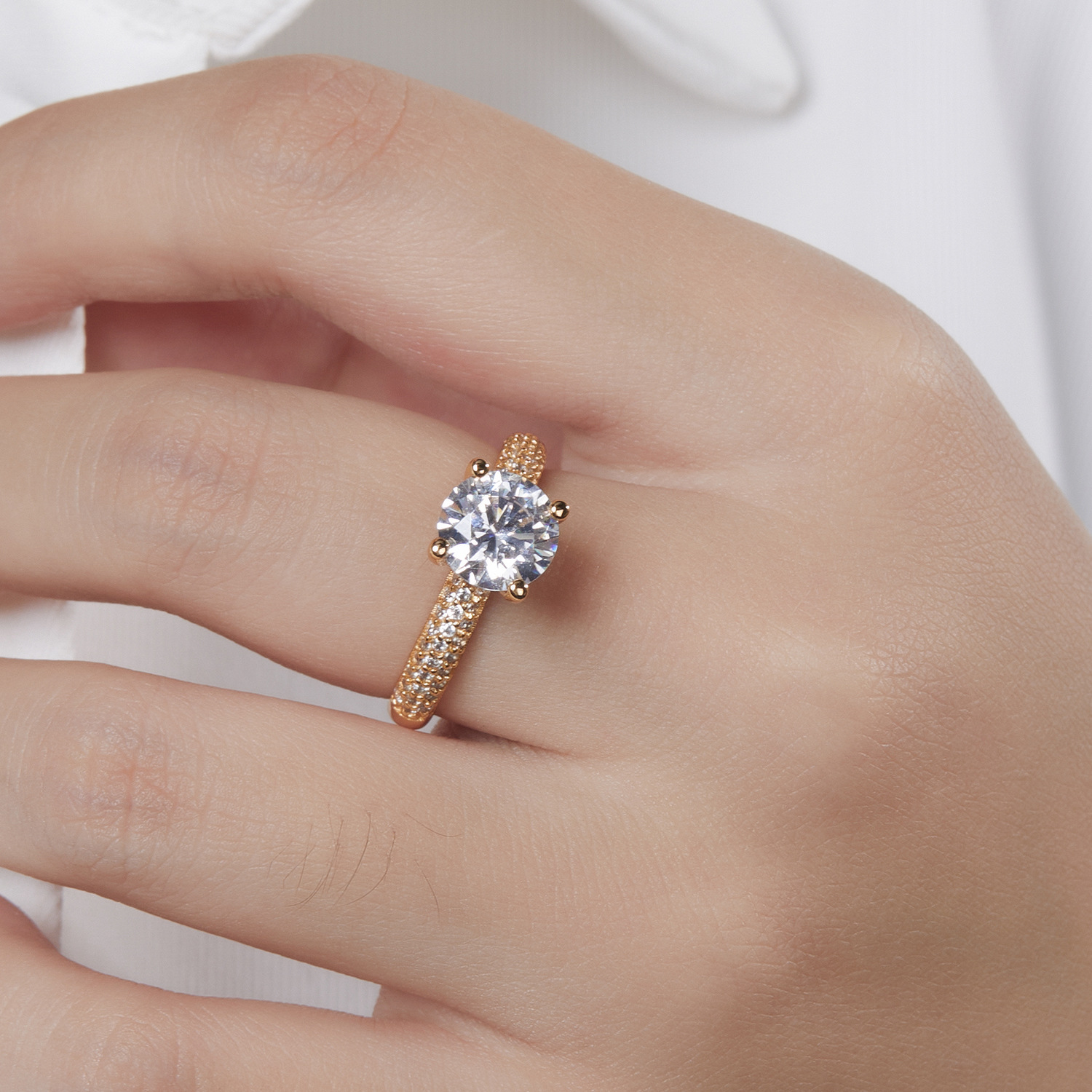Luxury Wedding Zircon Ring Classic-style Fashionable And Elegant With Electroplating