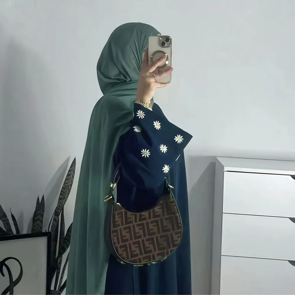 Dress Embroidered Shawl Long Shirt - Blue