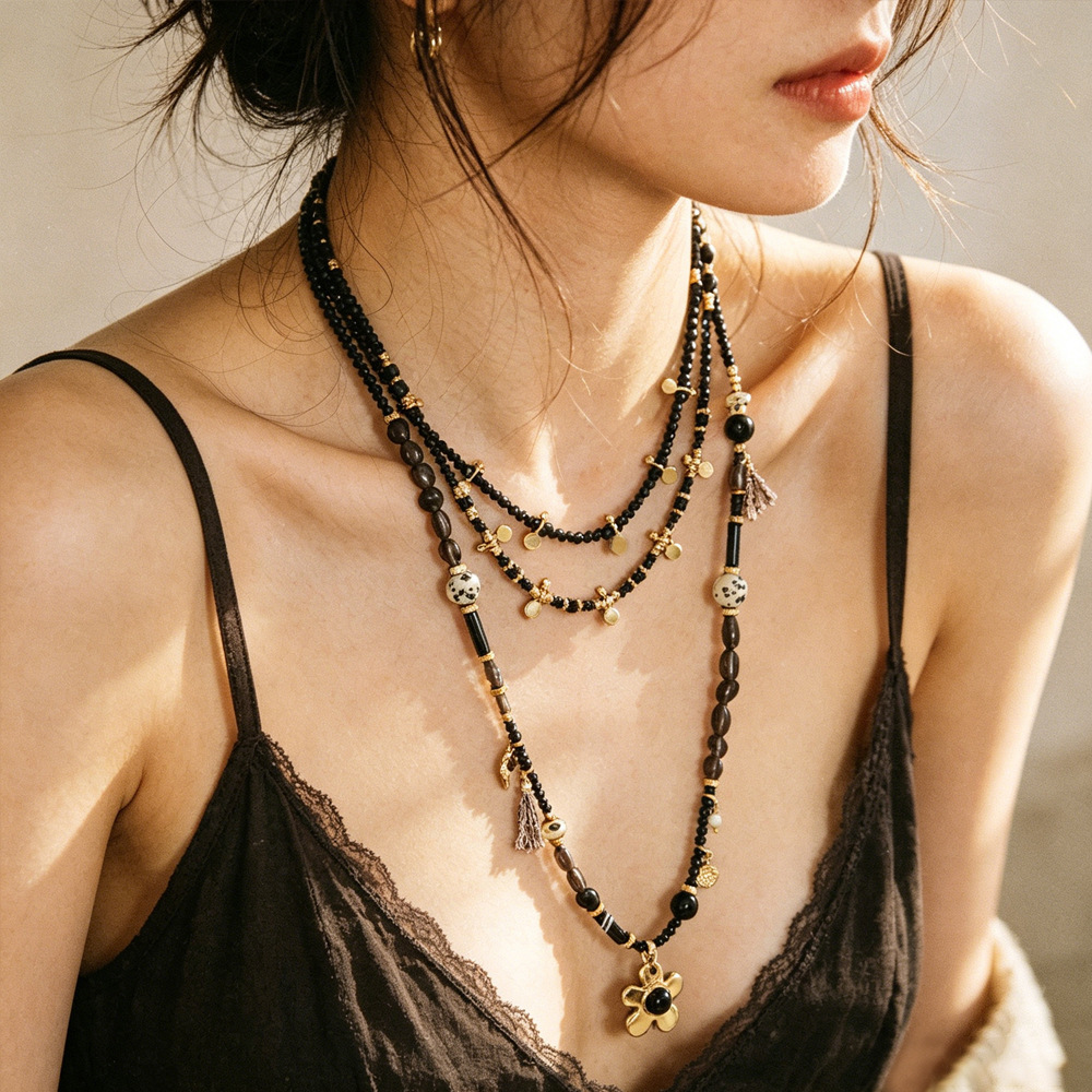 Duobao Natural Stone Beaded Long Necklace