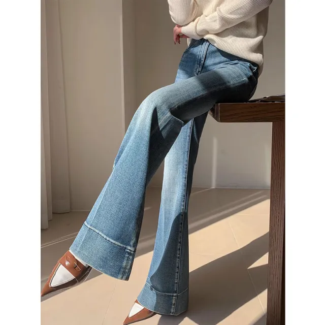 French Style Temperament Retro Washed Jeans For Women Blue - Shop at LoveMi