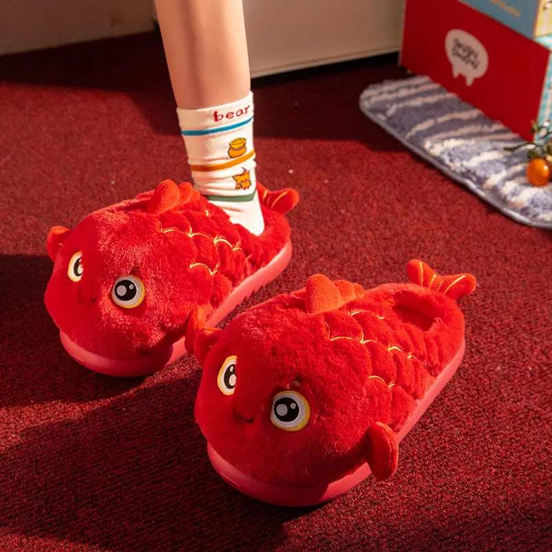 New Indoor Home Red Birthday Year Festive Woolen Slipper Winter