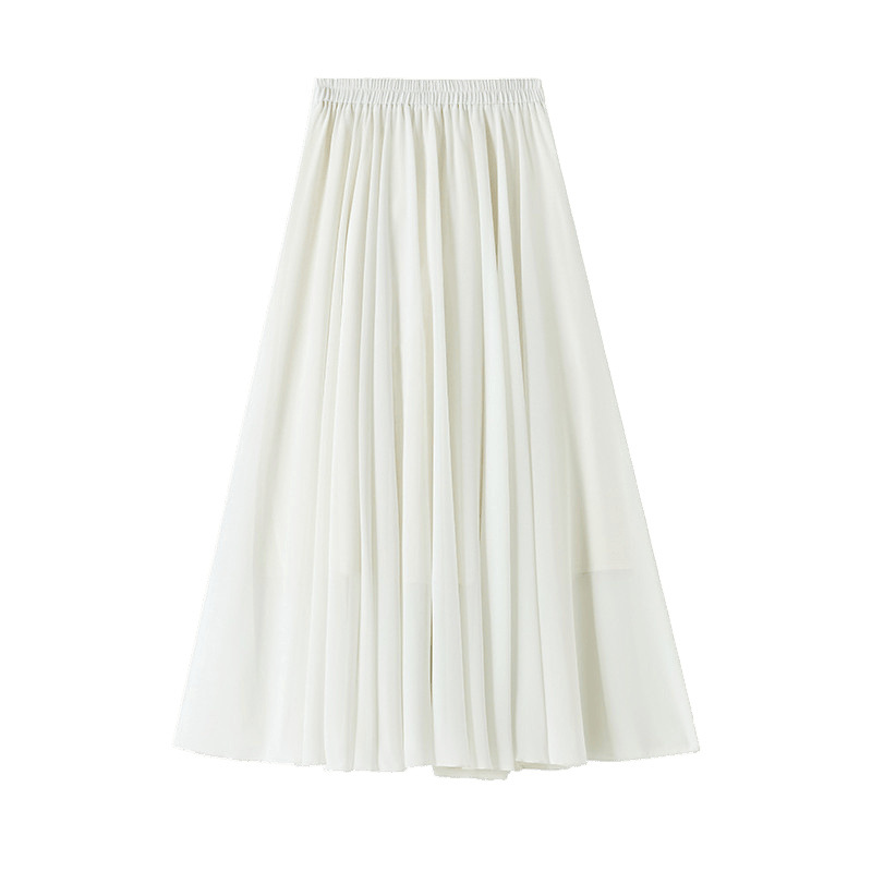 Summer Elastic High-waist Figure-flattering Draped A-line Maxi Skirt thumbnail 5