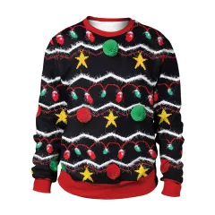 European And American Christmas Christmas Men's And Women's Same 3D Printed Crew Neck Sweatshirt Top Couple Wear - Gm091801-2Xl - View 1