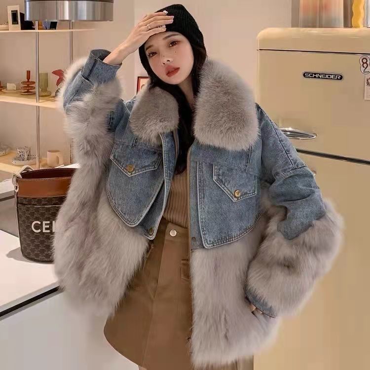 Women's Fashion Casual Patchwork Fur Coat
