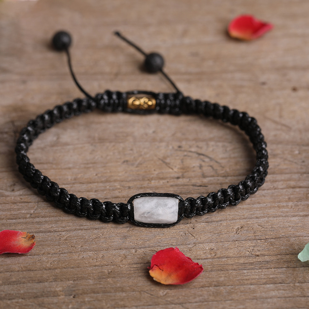 Single-layer Woven Charm Beaded Bracelet Prismatic Natural Stone