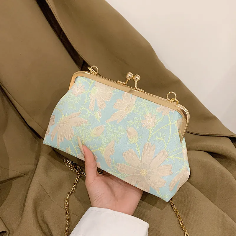 Shell Chain Flower Shoulder Bag Fashion - Green