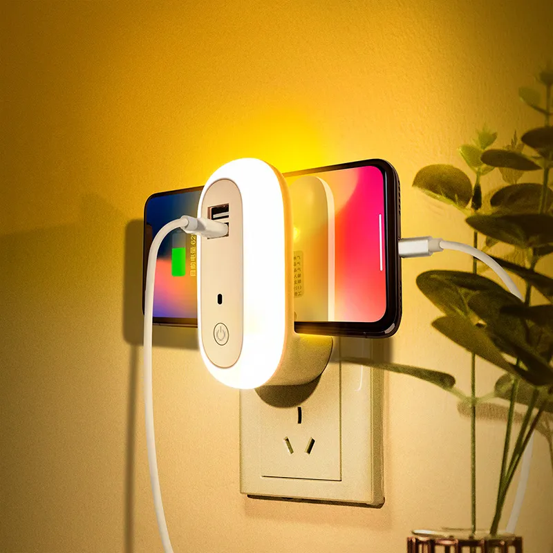 Oval Small Night Lamp With Dual USB Charging Port Remote Control Timing Plug-in Wall – image 3