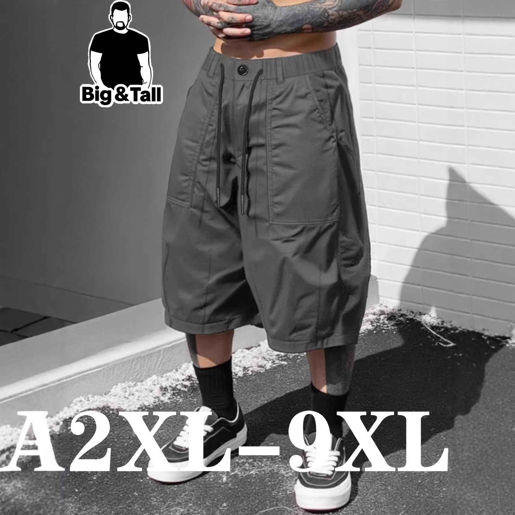 Plus-size Mens Casual Trendy Workwear Capri Pants Dress Pants