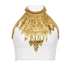 Women's Fashion Halter Vest Top - White Halter Vest - View 1