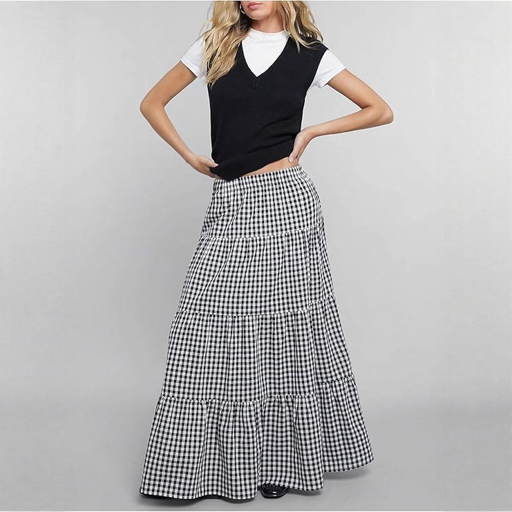 High-waisted Full-skirted A-line Long Skirt Vintage-style Midi Skirt