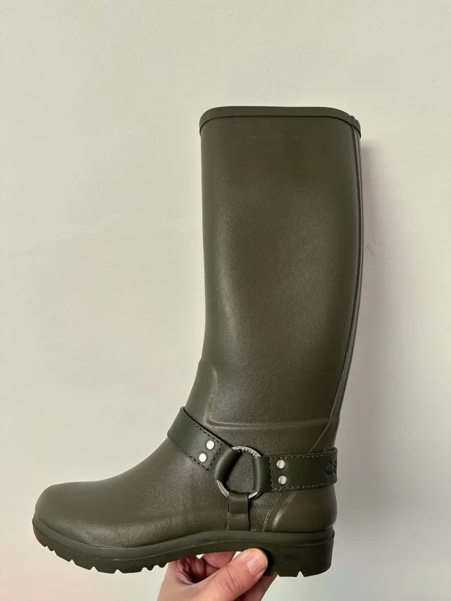 Below The Knee Buckle Knight Boots Waterproof Khaki - Shop at LoveMi