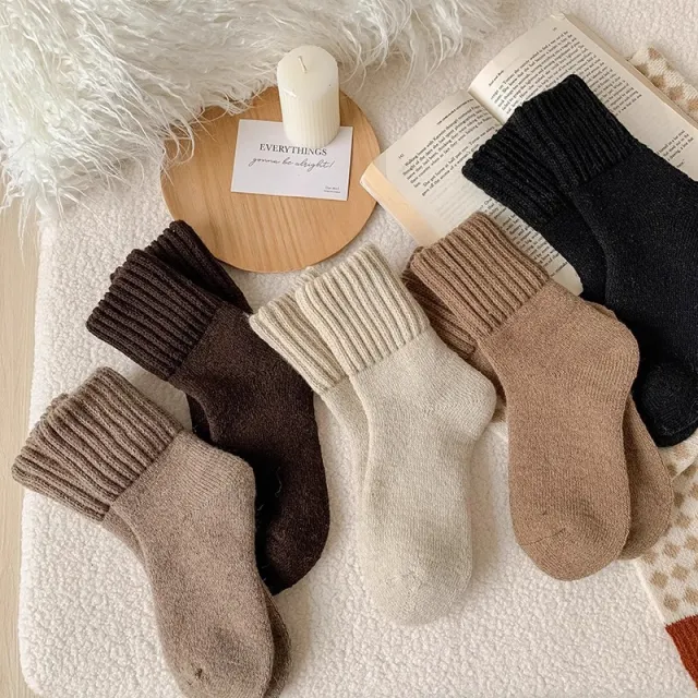 Ins Knitted Socks Winter Warm Thickened Solid Loop Socks High Ribbed Sweat absorbent Floor Sock Set - Shop at LoveMi