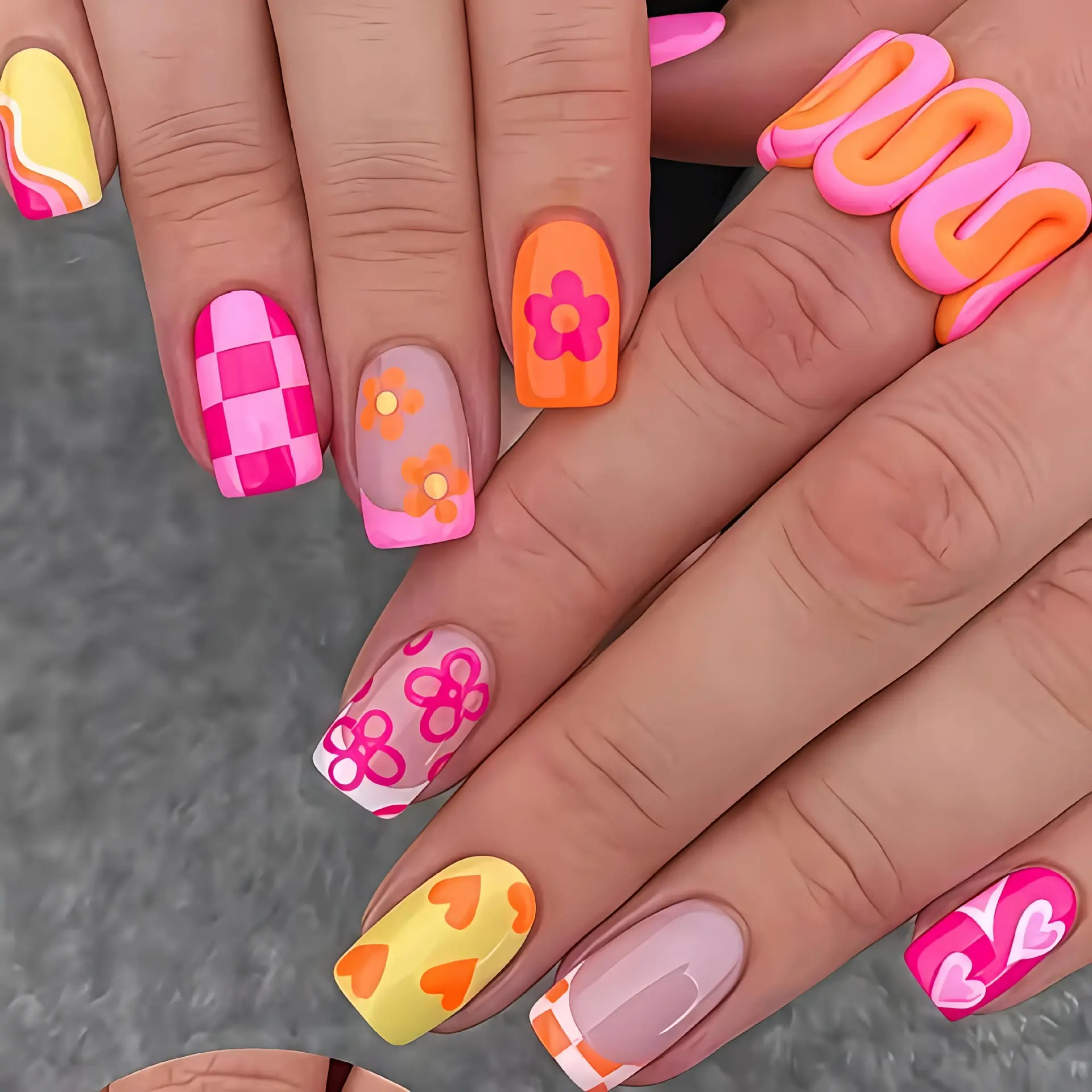 Colorful Summer Cute Little Flower Press-on Nails
