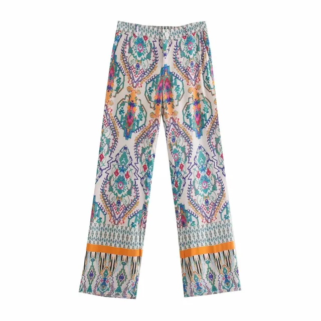 Retro Printed Long Version Suit Pants Trousers M - Shop at LoveMi