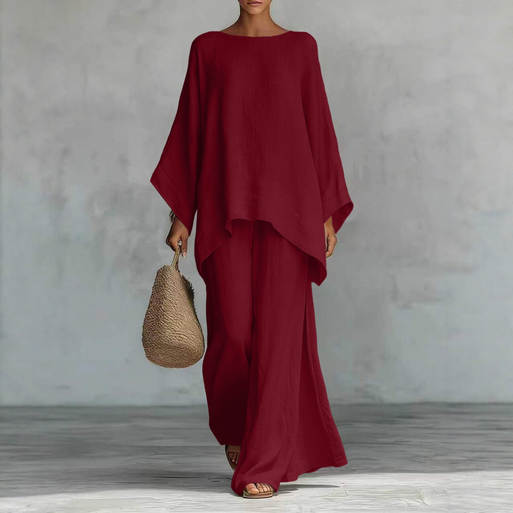 Women's Loose Shirt And Wide-Leg Pants Set