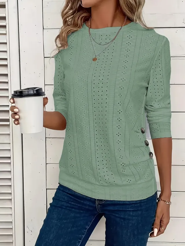 Women's Crew Neck Casual Long Sleeve Green - Shop at LoveMi