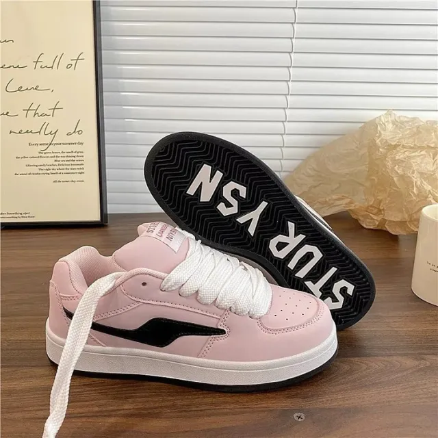 Dopamine Color Matching Classic Preppy Style Raise The Bottom Four Seasons Women's Board Shoes Pink - Shop at LoveMi