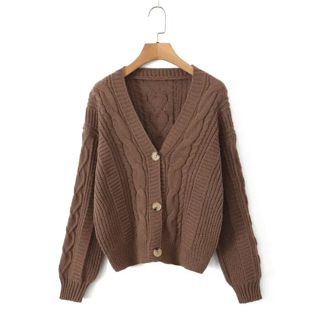 Autumn Fashion New Soft Glutinous Button Long sleeve Cardigan Sweater Camel - Shop at LoveMi