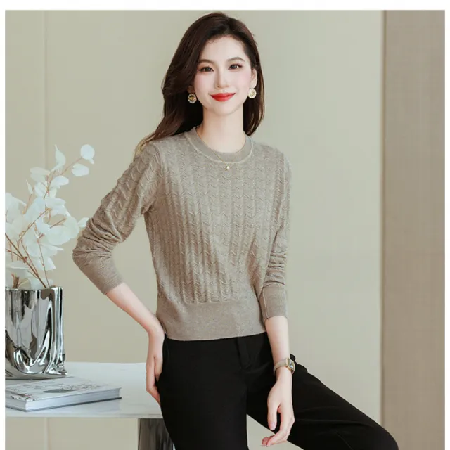 Early Spring Retro Hollow out Bottoming Shirt Sweater Khaki - Shop at LoveMi