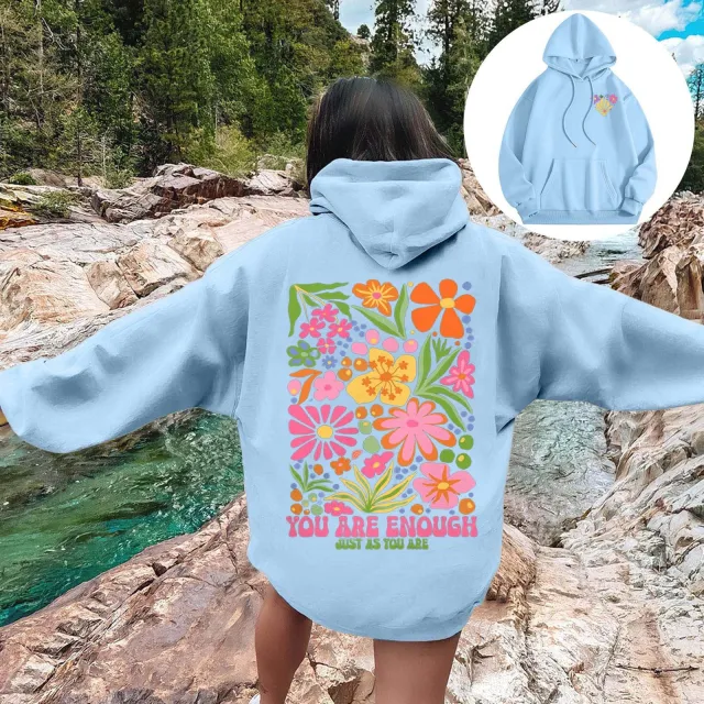 Autumn And Winter Long Sleeve Fleece lined Hooded Sweatshirt Wathet 5Xl - Shop at LoveMi
