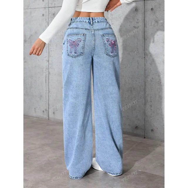 Women's Printed Jeans Summer Loose Trendy Blue - Shop at LoveMi