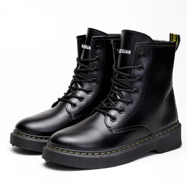 Fashion Casual Women's Shoes Student Comfortable Platform High top PU Women's Dr Martens Boots Black - Shop at LoveMi