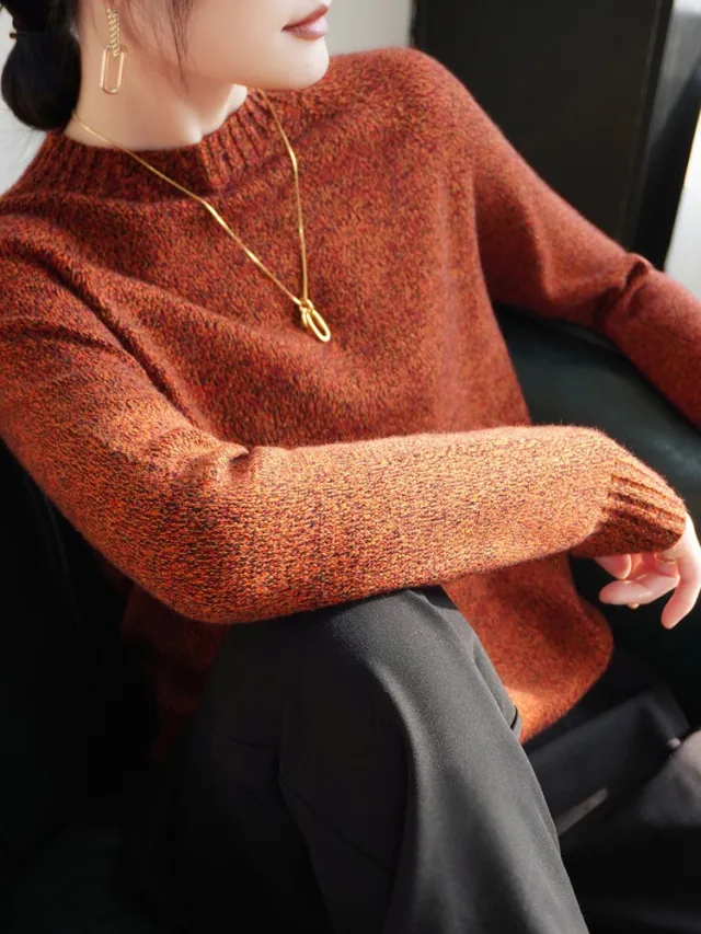 Seven pin Thickened Skin friendly Velvet Flower Yarn Sweater Classic Round Neck Bustling Color - Shop at LoveMi