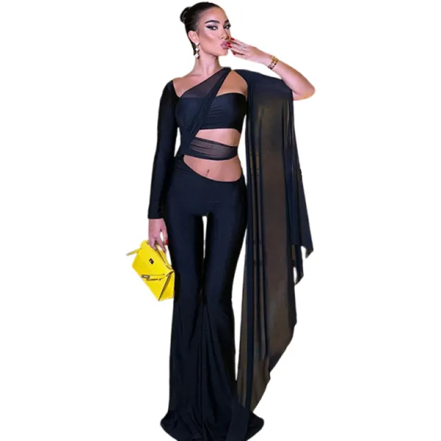 Women's Solid Color Sexy Cutout Irregular Design Slim Fit Bodysuit Black - Shop at LoveMi