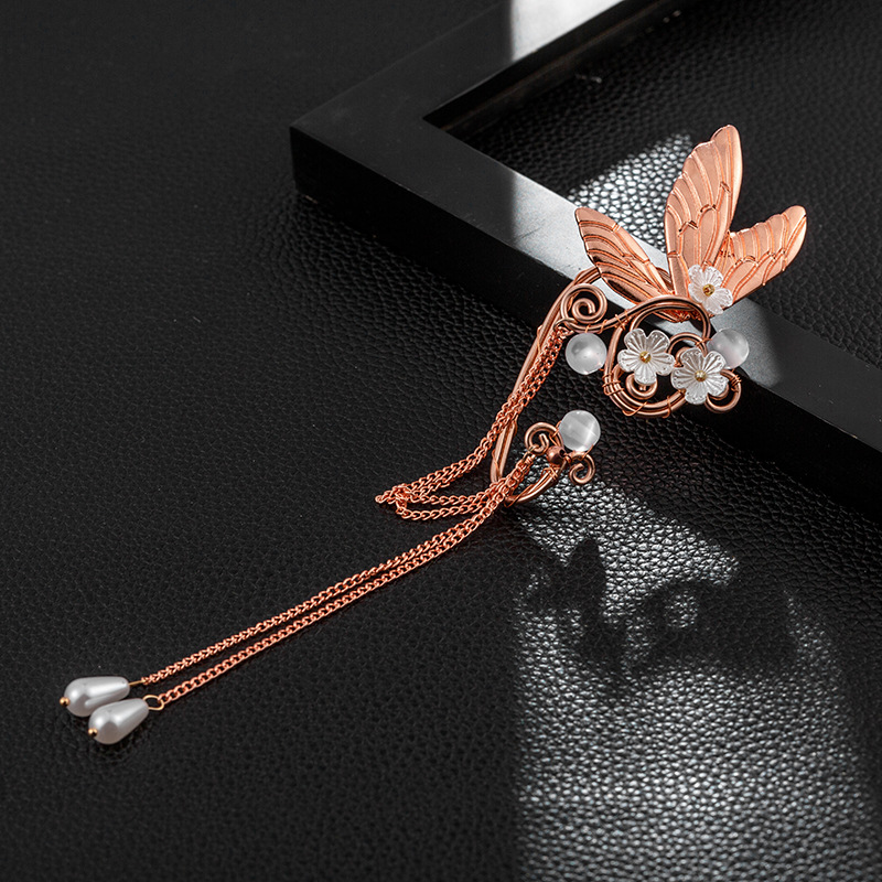 Butterfly Wings Long Tassel Ear Hanging Antique Ear Clip