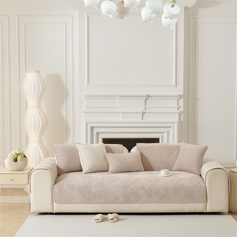 Solid-color Crystal Velvet Plaid Sofa Cushion