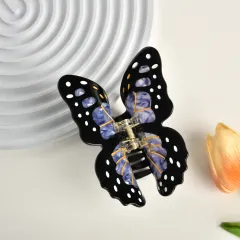 Acetate Butterfly Grip Large Sweet Hair Clip Back Spoon Updo Shark Claw - Blue 10.2Cm - View 1