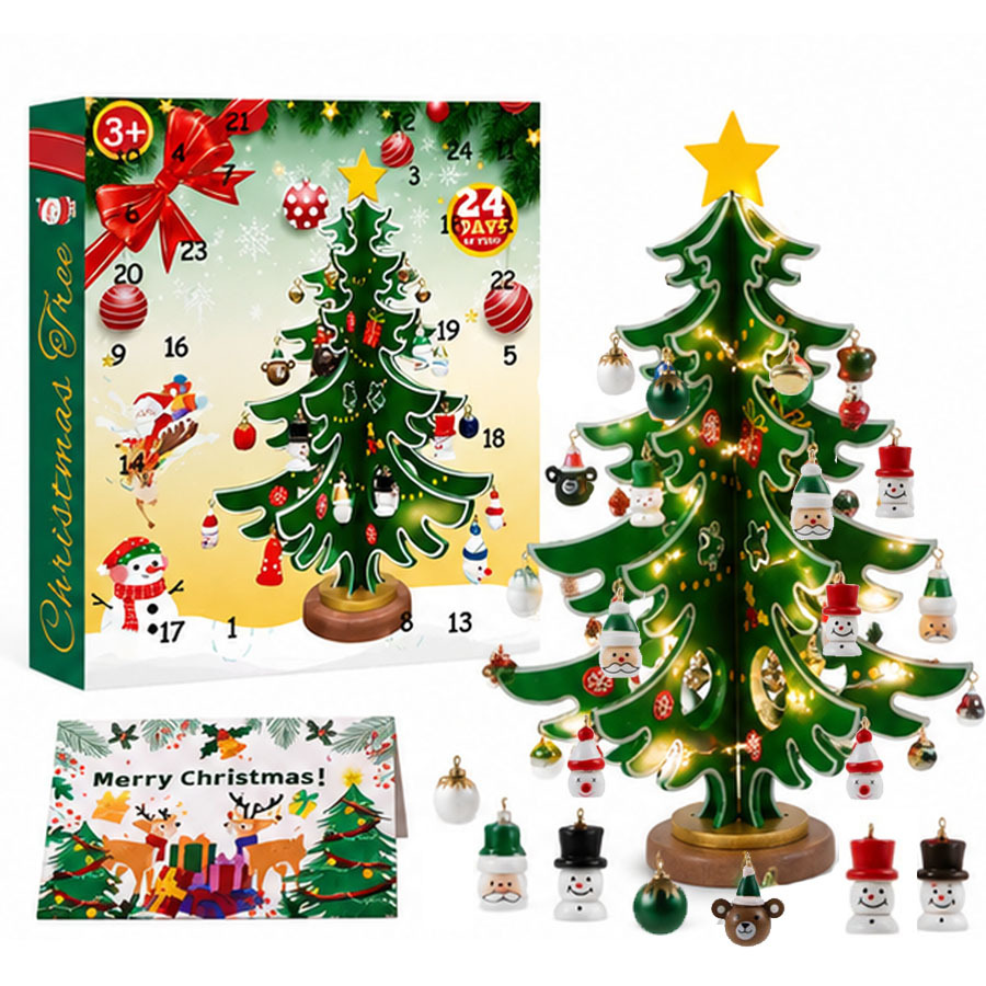 Wooden christmas tree ornament decoration (style 1078)