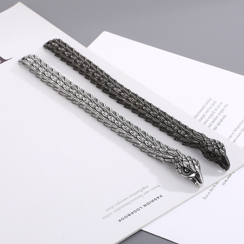 Creative Snake-shaped Eagle Punk Distressed Black Exaggerated Olecranon Titanium Steel Men's Bracelet
