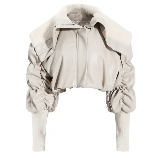PU Leather Coat Jacket For Women White - Shop at LoveMi