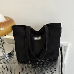 Canvas Ins Style Niche Large Capacity Handbag For Women - Black - View 1