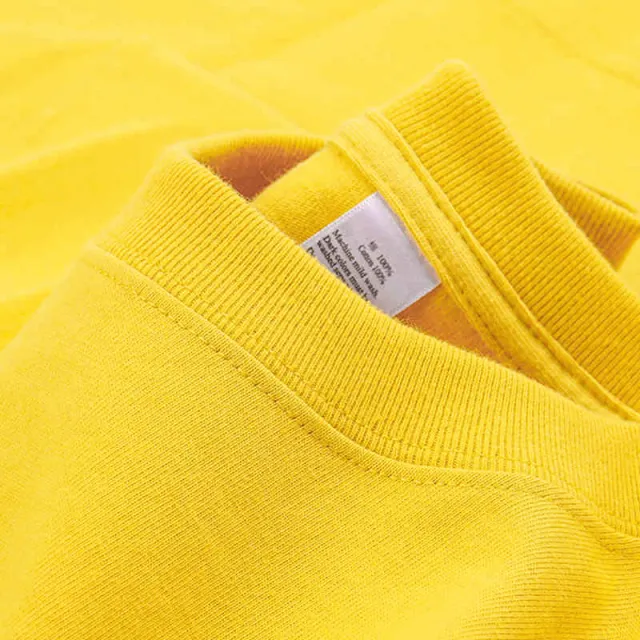 Round Neck Solid Color T shirt Heavy Simple Style Blank Top Women's Bottoming Shirt Yellow - Shop at LoveMi