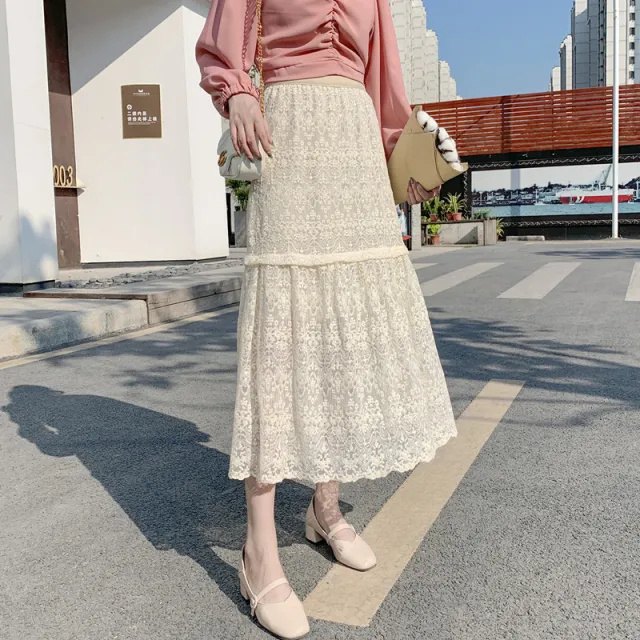 New Women's High Waist Slimming Midi Skirt Apricot - Shop at LoveMi