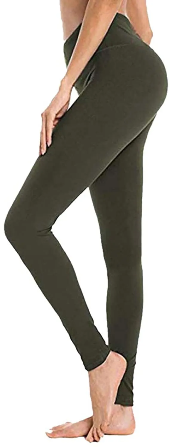 Solid Color High Waist Cropped Leggings Solid Olive - Shop at LoveMi
