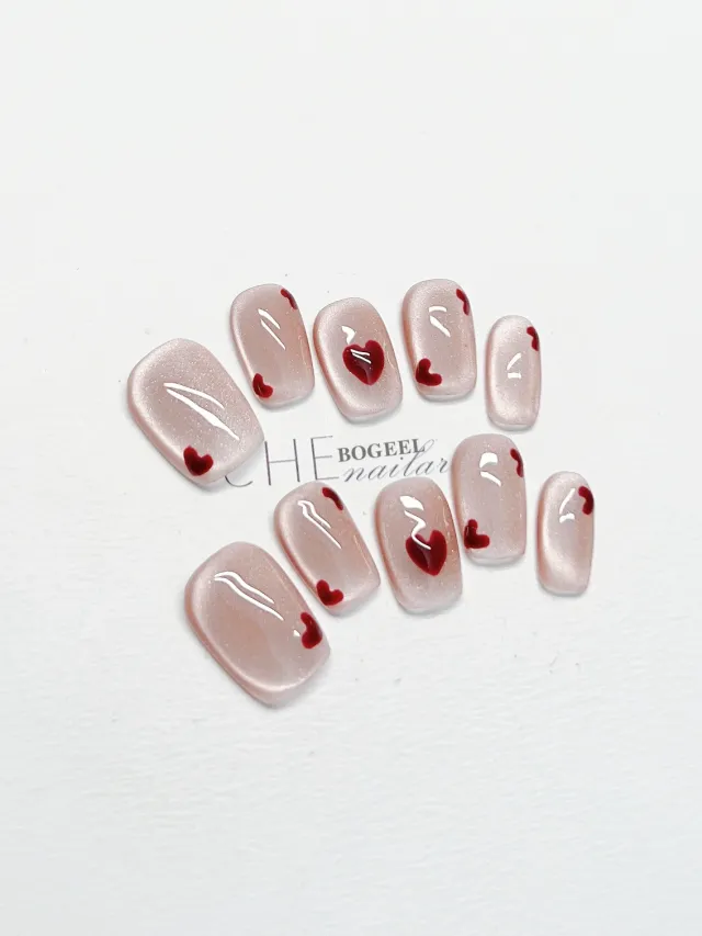Cat Eye White Short Square Fake Nail Patch Closer - Shop at LoveMi