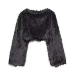 Eco-friendly Faux Fur Short Women's Temperament Wild Coat - Black - View 1