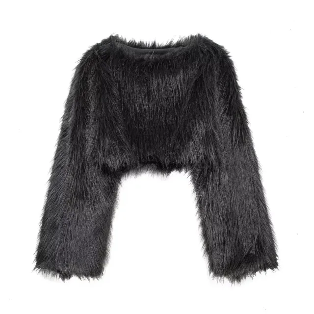 Eco friendly Faux Fur Short Women's Temperament Wild Coat Black - Shop at LoveMi