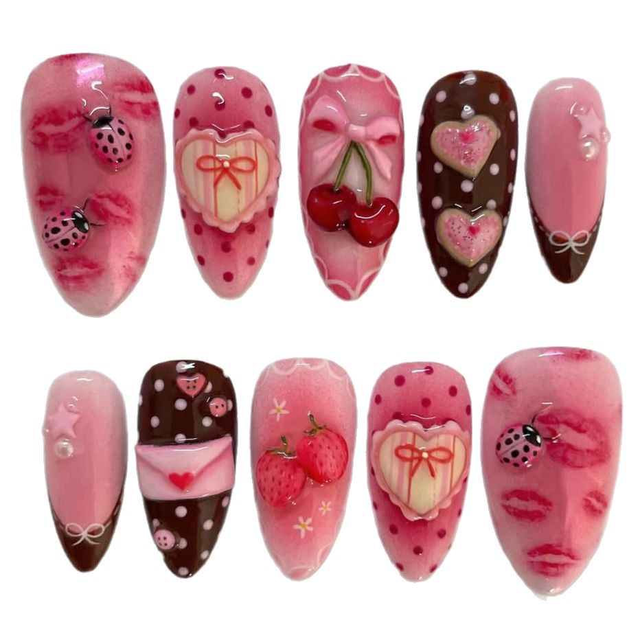 Sweet Letter Almond Cute Cartoon Nail Tips