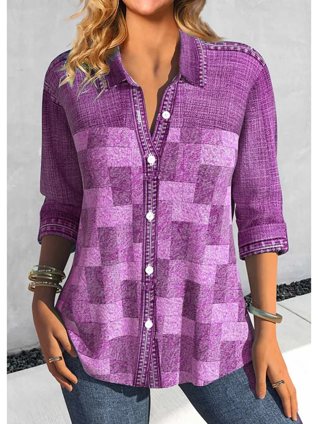Colorful Geometric Printing 3D Digital Elegant Commuting Cardigan Shirt B25Shh010217063 - Shop at LoveMi