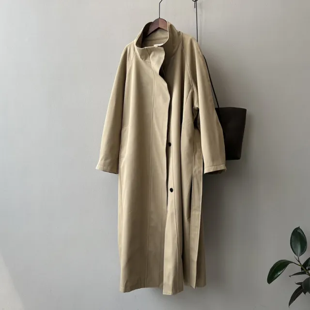 Women's Solid Color Loose Mid Length Windbreaker Jacket Khaki - Shop at LoveMi