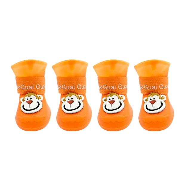 Cartoon Pet Boots Silicone Waterproof Non slip Soft Bottom Summer Cat Supplies Orange - Shop at LoveMi