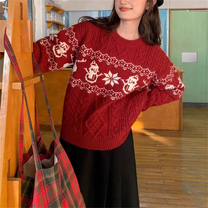 Korean Retro Christmas Atmosphere Silk Sweater