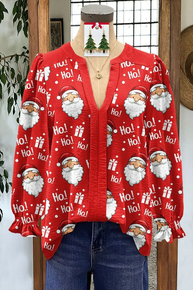 Women's Shirt Loose V Neck Long Sleeve Xjb5918Re - Shop at LoveMi